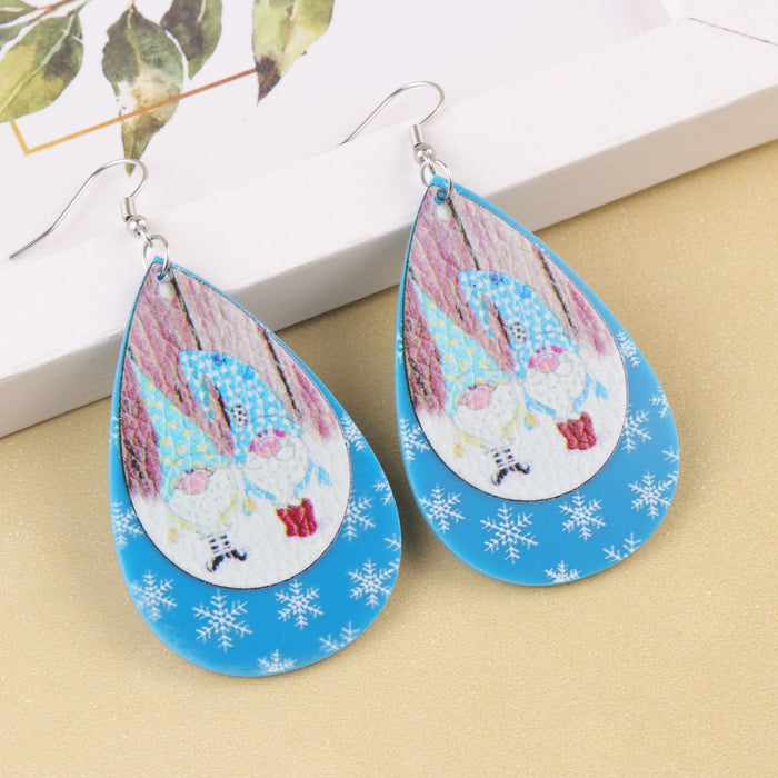 Wholesale Christmas glitter acrylic earrings Sika deer Christmas tree old man drop shaped earrings jewelry