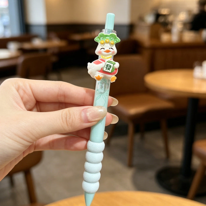 Wholesale Cute Cartoon Duck Gel Pens 0. 5mm Bulk Plastic Ballpoint Pens with Plush Charm Decorative Accessory