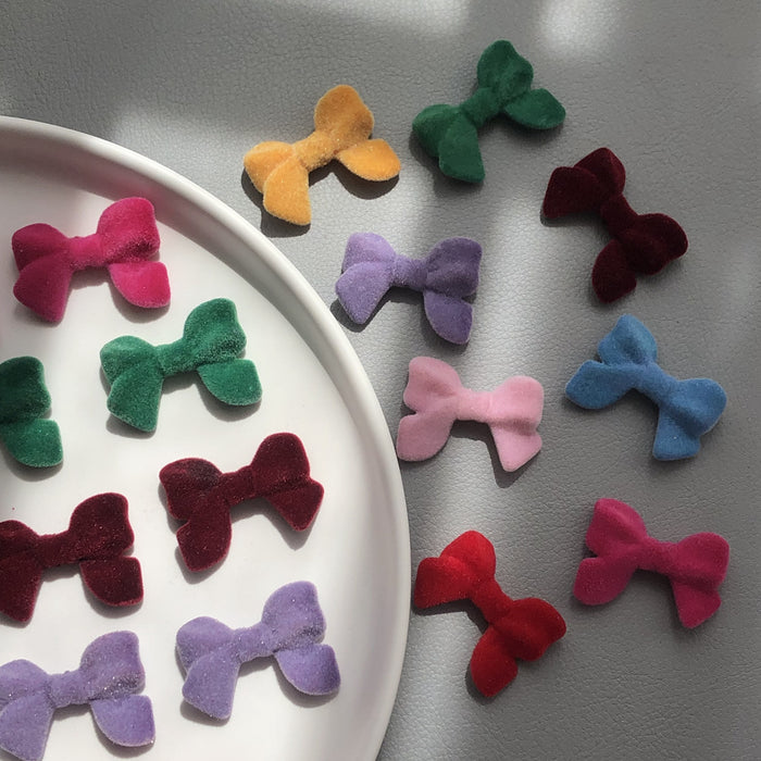 Wholesale 10PCS Flocking Bow Accessories Beads JDC-BDS-YuPan003