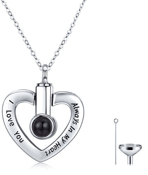 Wholesale Pet commemorative heart-shaped pendant can be opened with a crystal necklace