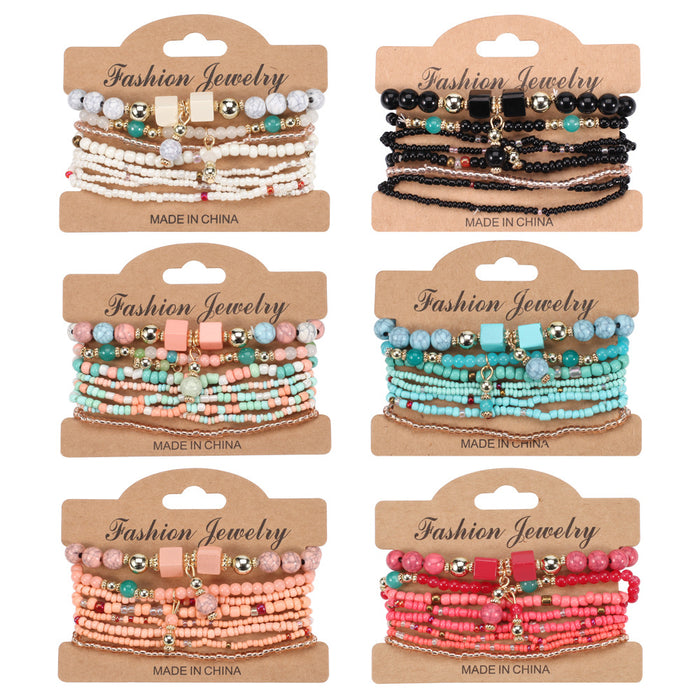 Wholesale 8 Pieces/set Bohemian Rice Bead Bracelet JDC-BT-Xiny065