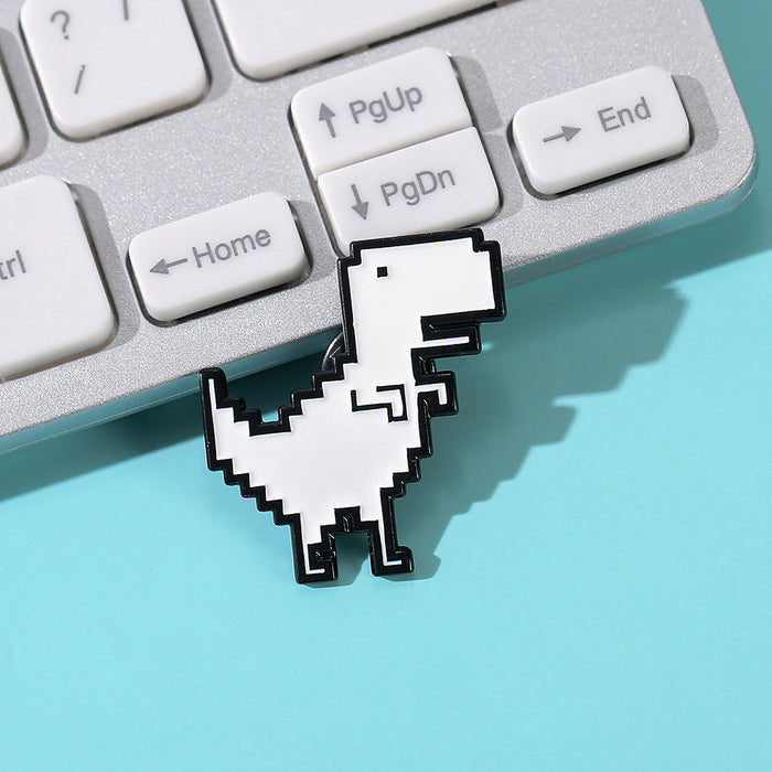 Wholesale Metal Dinosaur Brooch Pin White Art Funny Badge For Bags Clothing Stylish Fashion Accessory For Boutique Resale