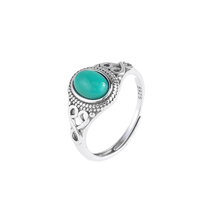 Wholesale Silver Rhyme 925 Sterling Silver Southern Red Turquoise Mongolian Ethnic Style Live Ring