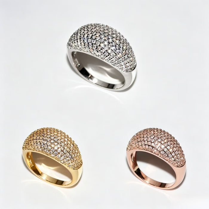 Wholesale Gold Plated Copper Zircon Starry Sky Ring Women S Fashion Jewelry Boutique Resale