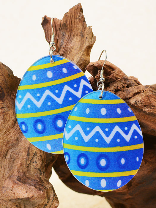 Wholesale Easter Egg Graffiti Painted Acrylic Earrings JDC-ES-ChenC011