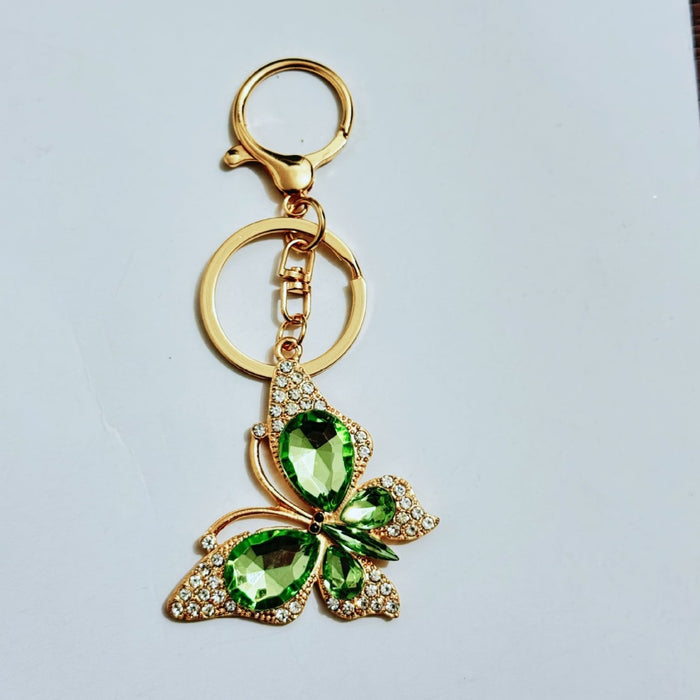 Wholesale Trendy Rhinestone Butterfly Keychain Zinc Alloy Car Key Accessory Gift