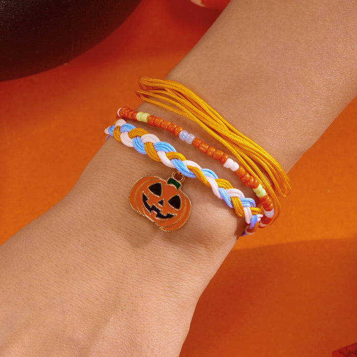 Wholesale Halloween Couple Style Braided Bracelet Halloween Ghost Pumpkin Pendant Set Bracelet