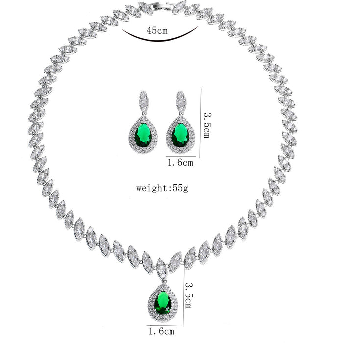 Wholesale Luxury Water Drops Zircon Necklace Earrings suit Festival Wear