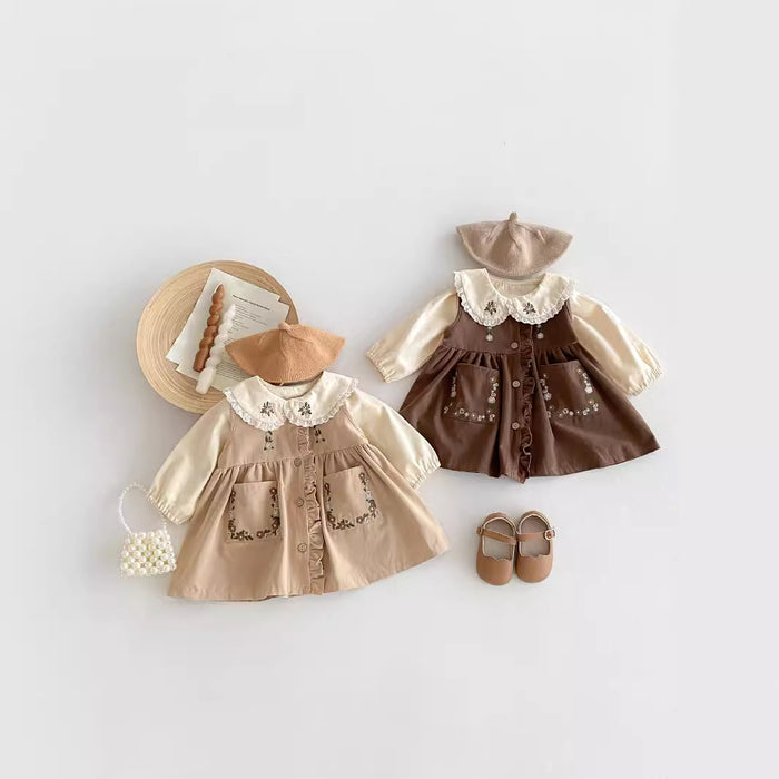 Wholesale Ruffle Hem Embroidered Vest Children Dress JDC-CTS-WeiNiS003