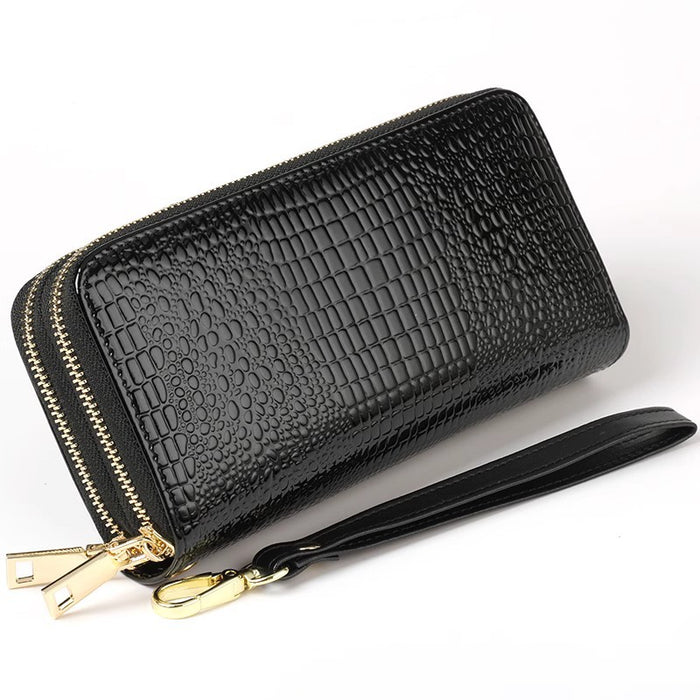 Wholesale Women's Wallet Long Bright Leather Crocodile Wallet Large Capacity Clutch Coin Purse