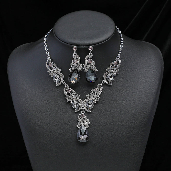 Wholesale exaggerated necklace earrings set for alloy plating jewelry dress