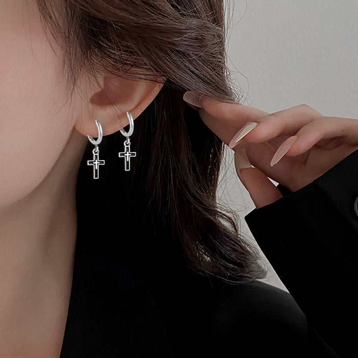Wholesale Cross ear buckle street earrings niche retro design ear loops