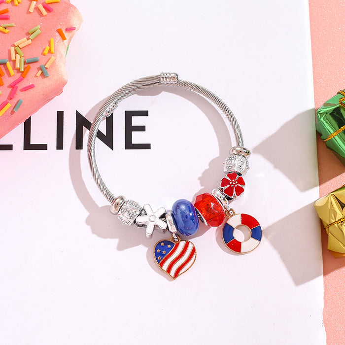 Wholesale Bracelet, bracelet, heart-shaped balloon pendant, stainless steel bead bracelet