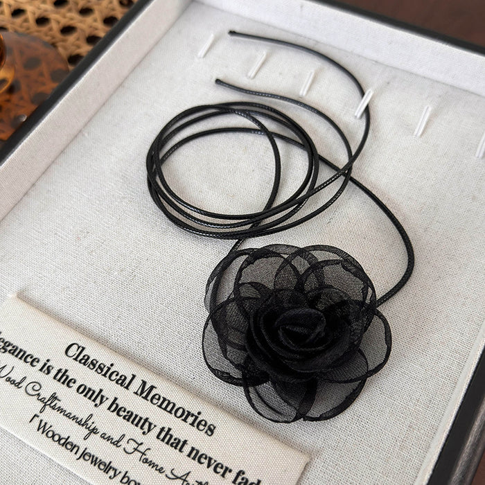 Wholesale Rose necklace for girls, neck flower, black flower collar, neck strap, camellia neck necklace