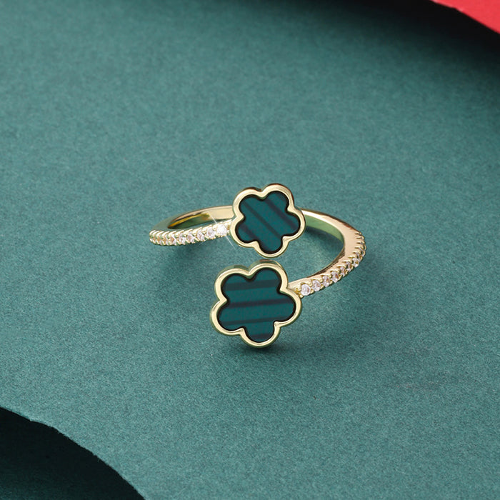 Wholesale Alloy Five Petal Flower Open Ring JDC-RS-ZhuoM003