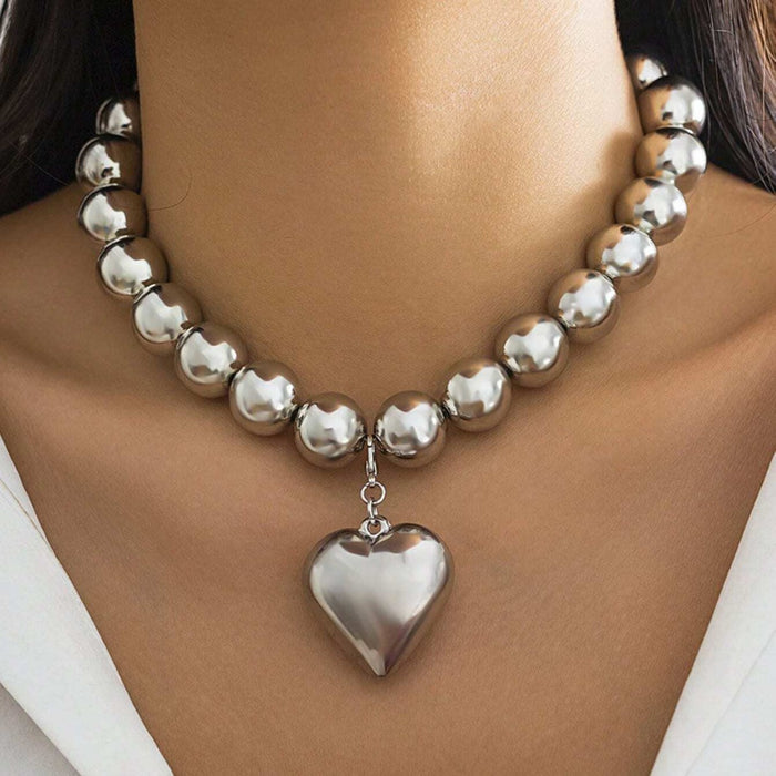 Wholesale Jewelry round beaded heart pendant necklace