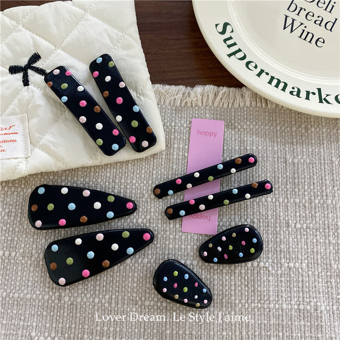 Wholesale Colorful drip oil polka dot hair clip, cute bangs clip, side clip hair accessory