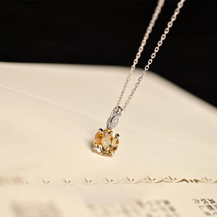 Wholesale  necklace s925  silver citrine pendant  all-match clavicle chain