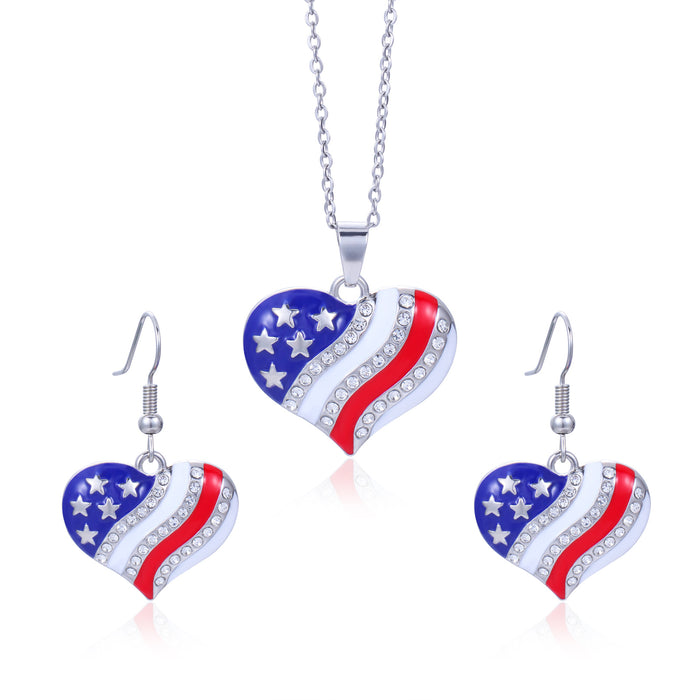 Wholesale Jewelry alloy diamond studded striped earrings necklace set