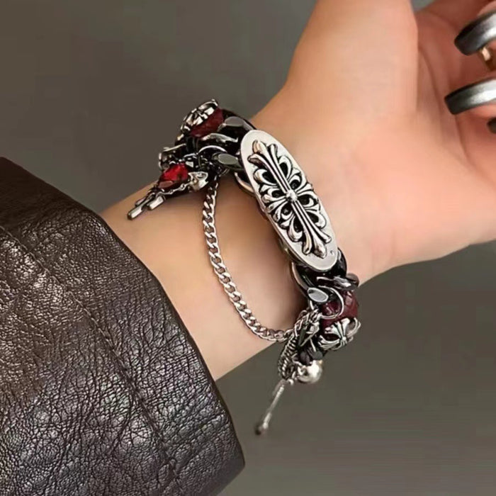 Wholesale Metallic leather bracelet punk niche heart-shaped bracelet