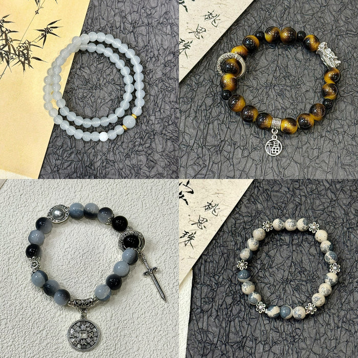 Wholesale Blue Moonlight Stone Double Circle Bracelet, niche original fashion bracelet, versatile gift