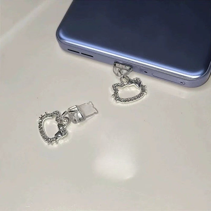 Wholesale Cute rhinestone phone charm with charging port,  universal dust plug,  type-C phone charm