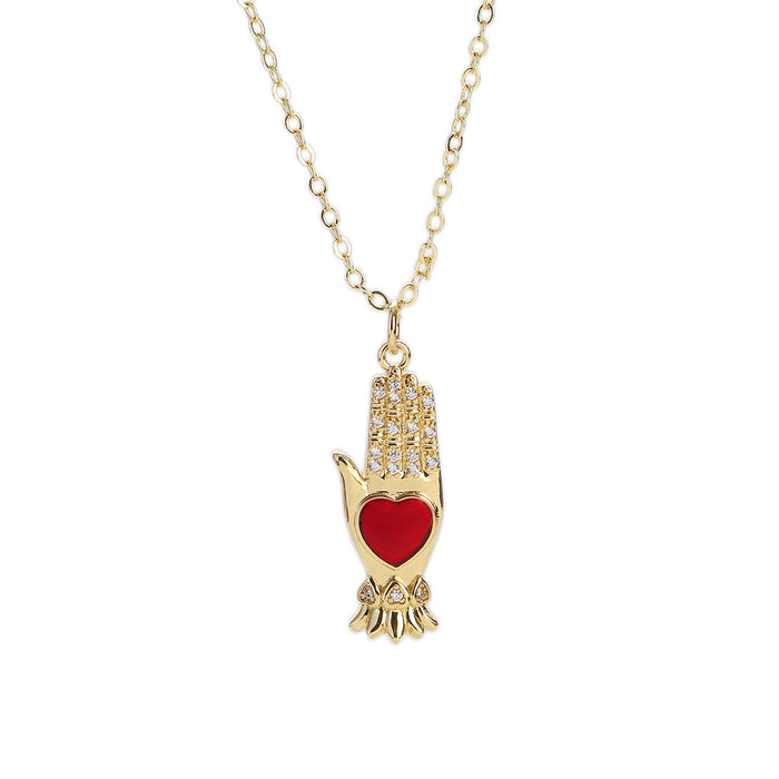 Wholesale Red Heart Simple Heart Pendant Necklace JDC-PT-YJ020