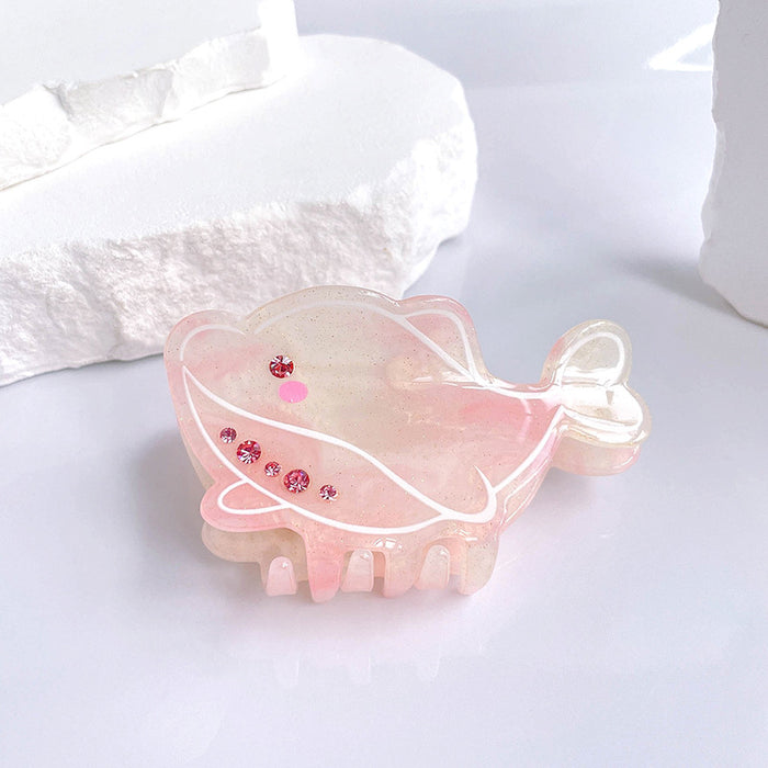 Wholesale Diamond studded claw clip, cute girl, dolphin shell, medium shark clip, back of the head, half tied hair headpiece, hair accessory