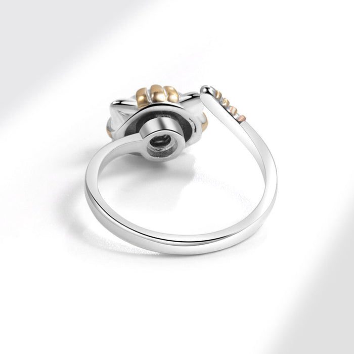 Wholesale Gold Electroplated Copper Adjustable Cat Ring Cute Cartoon Cat Jewelry Accessory For Women Everyday Wear