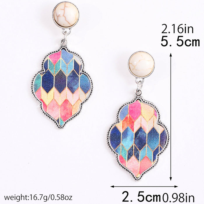 Wholesale Leather Alloy Turquoise Combination Women Earrings JDC-ES-YiTian010