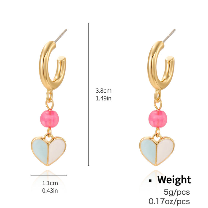 Wholesale Red Geometric Heart Earrings Oil Drop Multi-color Irregular Alloy Earrings JDC-ES-KenJie002