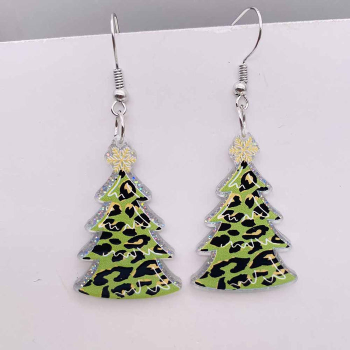 Wholesale Christmas Earrings, Colorful Lights Red Checkered Christmas Trees Acrylic Earrings Skull Heads Halloween Decorations JDC-ES-YaChen006