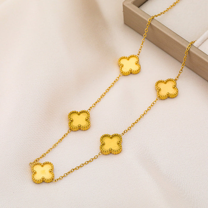 Wholesale Stainless Steel Four-Leaf Clover Butterfly Double-Sided Bracelet