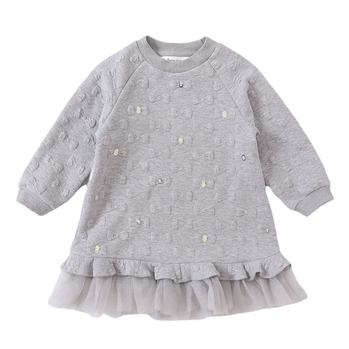 Wholesale Long Sweater Dress Lace Stitching Mesh Children's Skirt JDC-CTS-MianY023