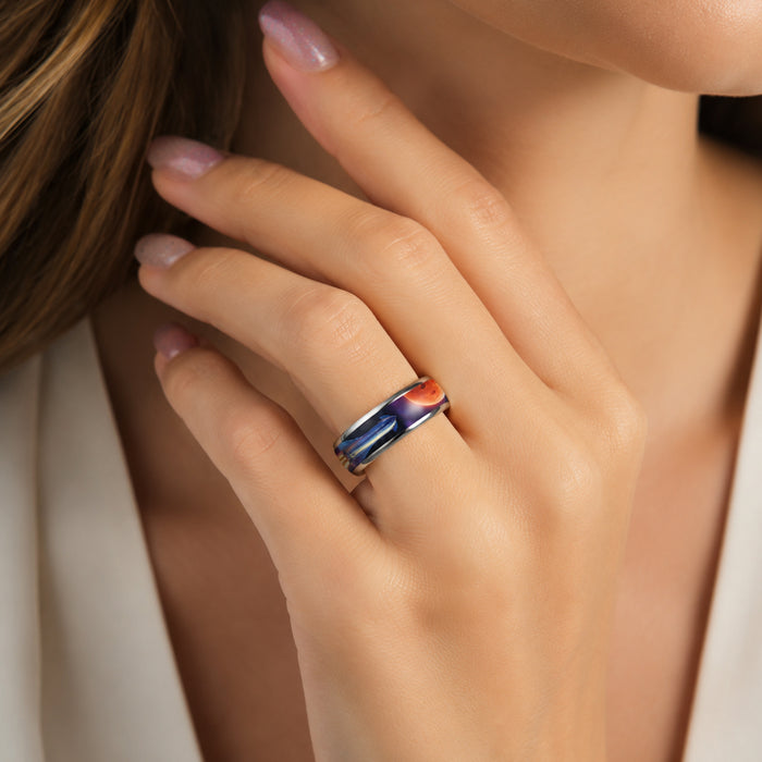 Wholesale Space Starship Printed Stainless Steel Ring Fashion Jewelry Accessory