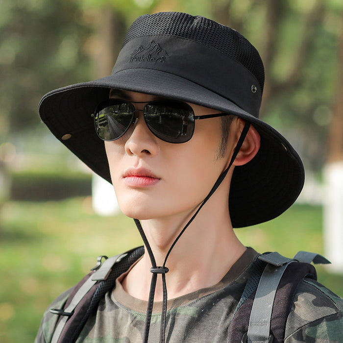 Wholesale portable fisherman hat men's outdoor fishing cap mesh breathable