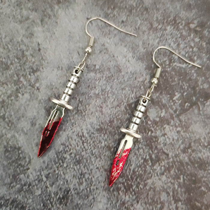 Wholesale  alloy earrings dagger axe horror blood earrings holiday exaggerated jewelry
