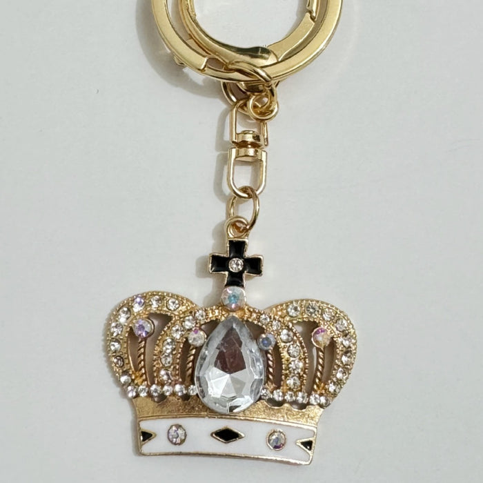 Wholesale Zinc Alloy Crown Keychain Green Water Drop Hollow Back Design Fashion Keyring For Gift And Resale