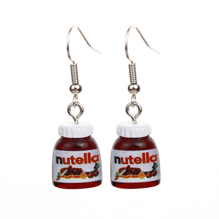 Wholesale Resin Earrings Fun Cute Peanut Butter Chocolate Sauce Three-dimensional JDC-ES-niqing017