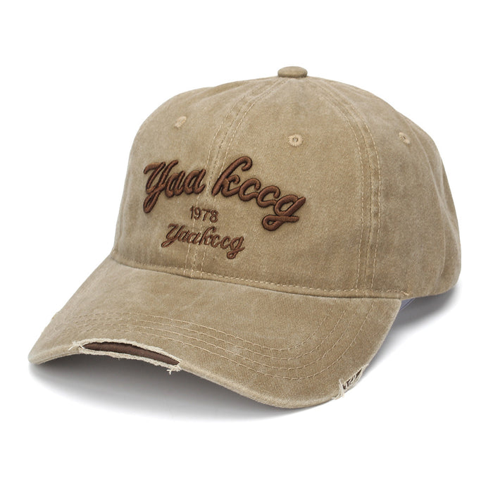 Wholesale Vintage Distressed Baseball Cap,  Embroidered Curved Brim,  Unisex Street Style Sun Hat for Fashion Accessory Resale
