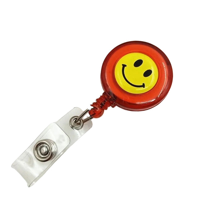 Wholesale Smiley face pull buckle retractable buckle Badge Reels Keychains