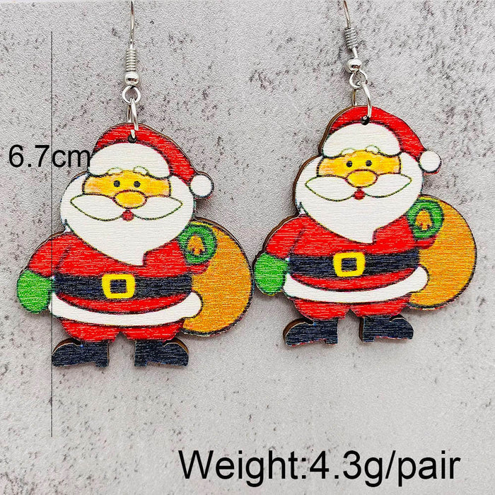 Wholesale Christmas Earrings Elk Christmas Tree Snowman  Wooden Earrings