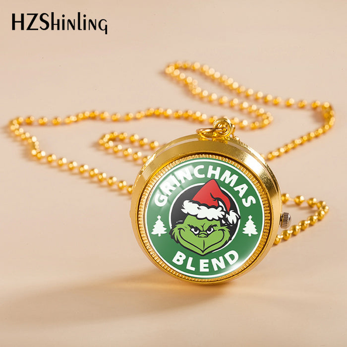 Wholesale Alloy Christmas Monster Grinch Rotating Pocket Watch JDC-PH-XiangL002