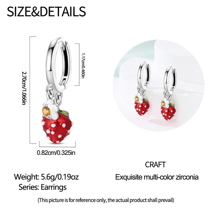 Wholesale Silver Plated Fruit Earrings Strawberry Grape Cherry Party Jewelry Accessory