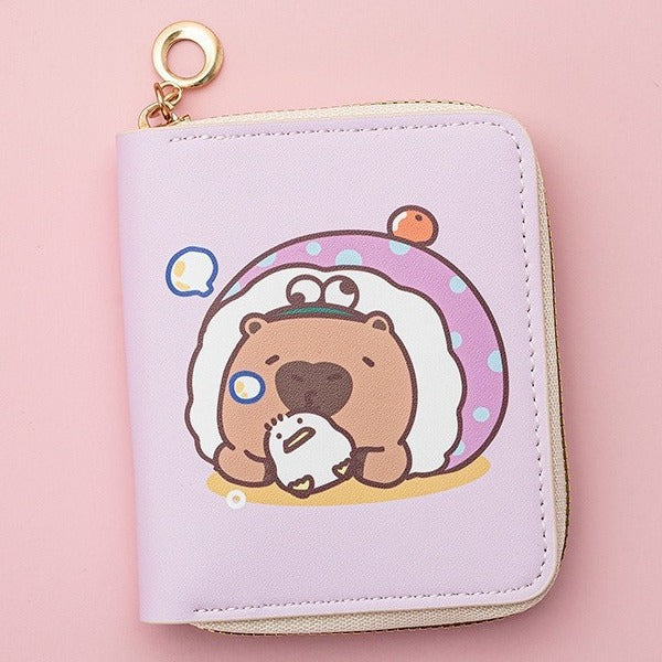 Wholesale Cute Cartoon Short PU Capi Bara Children Student Simple Coin Purse Card Holder Wallet JDC-WT-QT003