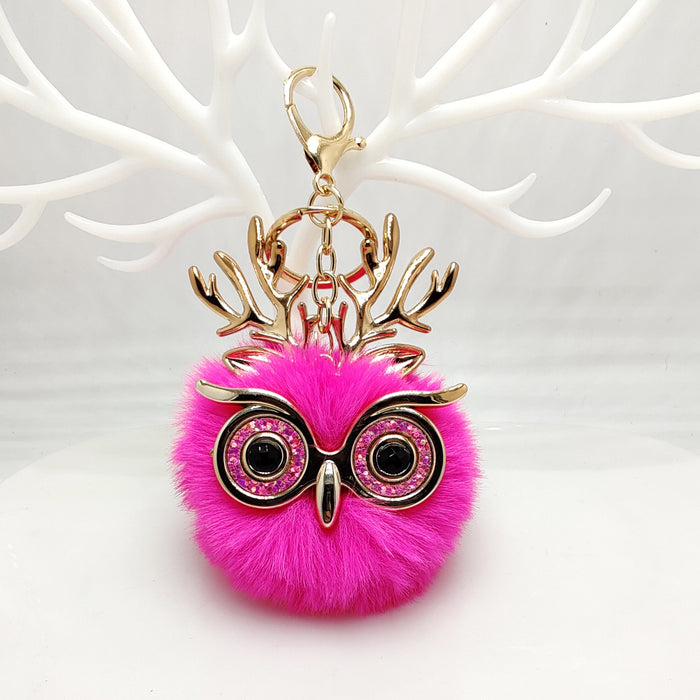 Wholesale Plush Antlers Owl Pendant Bag Keychain