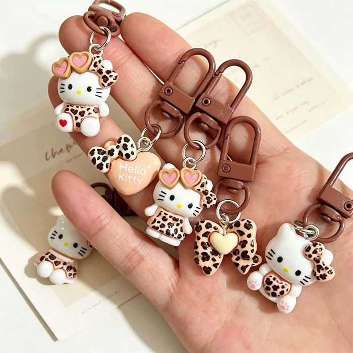 Wholesale Resin Cartoon Cat Keychain Bag Charm Cute Leopard Print Pendant For Girls Purse Backpack And Keys