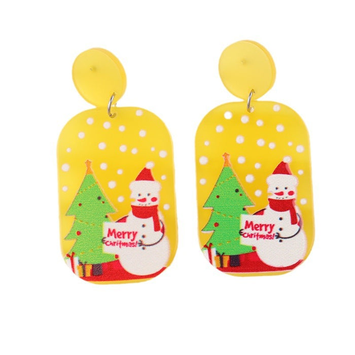 Wholesale Christmas Earrings Elk Christmas Tree Snowman Acrylic Earrings Geometric Earrings Ear Jewelry