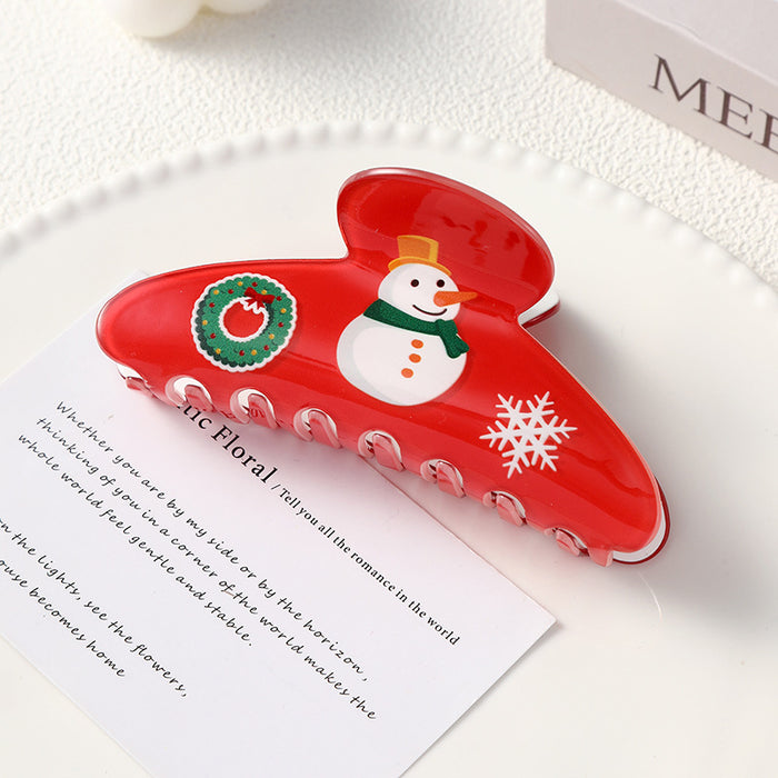 Wholesale Christmas Acrylic Hair Claw Clips Santa Reindeer Snowflake Design Party Fashion Accessory