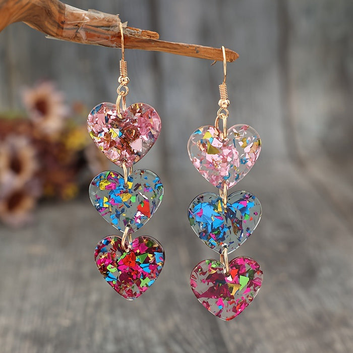 Wholesale Valentine' s Day Creative Multiple Sequins Acrylic Love ing Drop Earrings